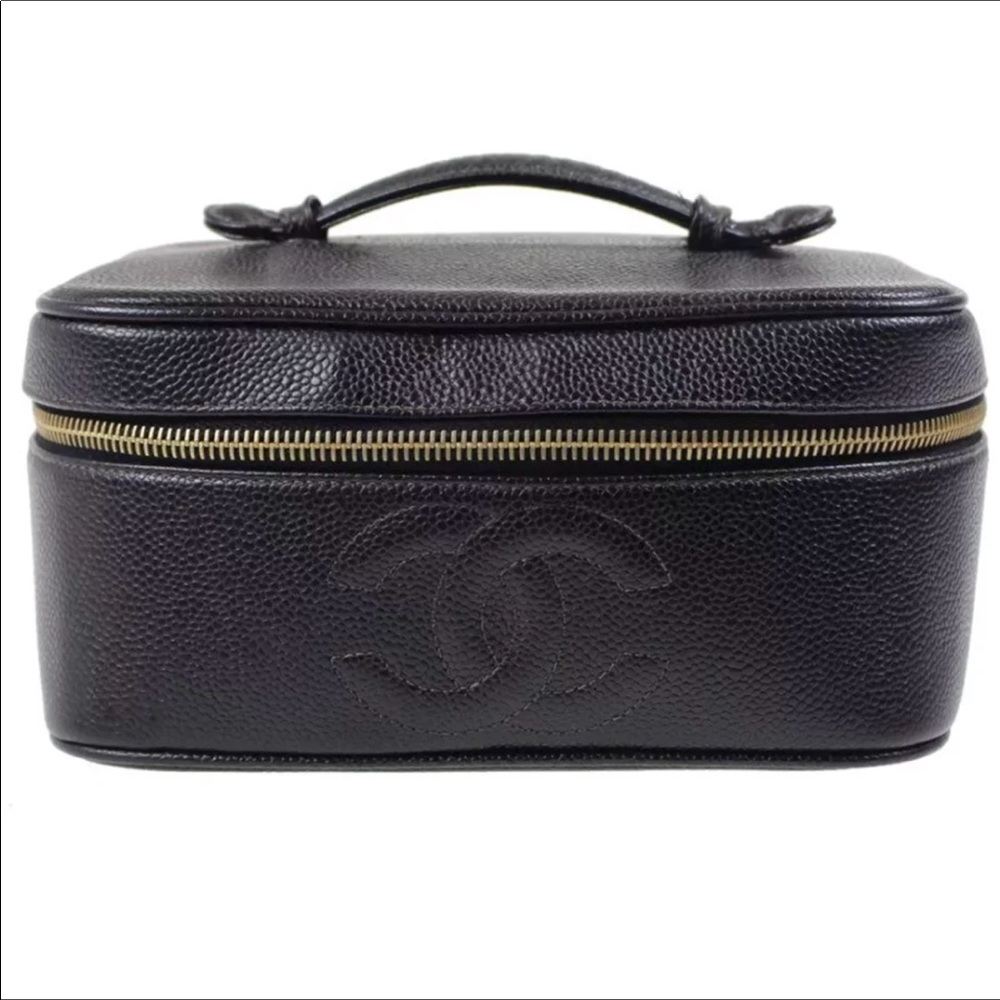 Authentic black Chanel travel and make up bag